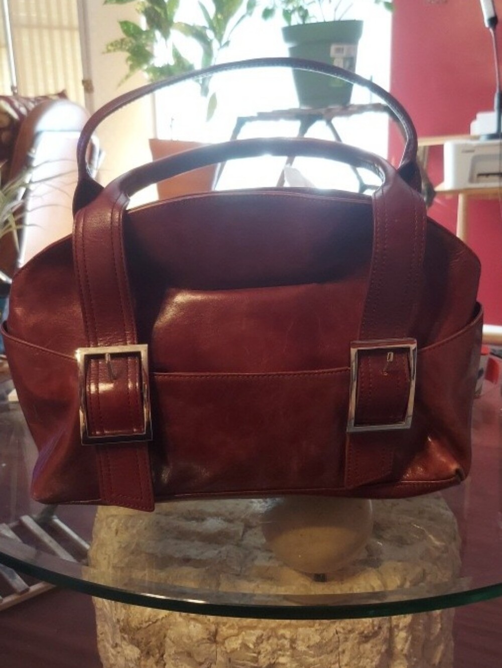 Nordstrom Genuine Leather Wine Handbag